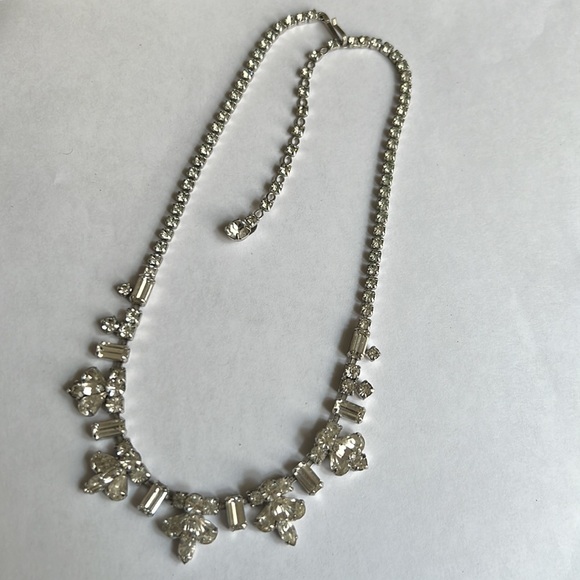 Sherman Vintage Rhinestone Crystal Silver Choker Statement Necklace - Picture 9 of 16